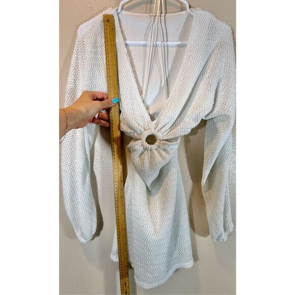 NWOT 12th Tribe White Knitted Free Bird Side Cutout Mini Resort Dress Women's S - Picture 8 of 12